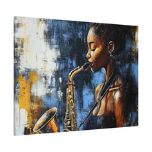 Load image into Gallery viewer, Saxophone Art Canvas, Jazz Decor, Music Lover Gift, Home Wall Art, Portrait Painting, Modern Artwork, Unique Gift Idea