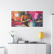 Load image into Gallery viewer, Colorful Drummer Canvas Art Print, Modern Wall Decor, Music Lover Gift, Vibrant Home Accent, Jazz Art Piece, Unique Gift Idea
