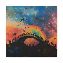 Load image into Gallery viewer, Vibrant Pet Lovers Canvas Art - Rainbow Bridge Design