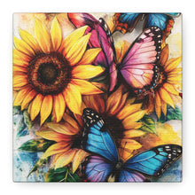 Load image into Gallery viewer, Vibrant Floral Canvas Wall Art, Butterfly Decor
