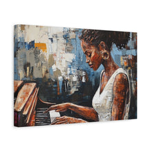 Load image into Gallery viewer, Piano Woman Canvas Art, Stylish Modern Decor, Gift for Music Lovers, Home Wall Art, Unique Artistic Playroom Decor