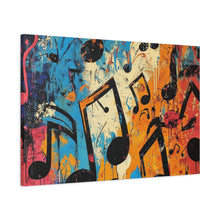 Load image into Gallery viewer, Vibrant Music Note Canvas Art - Colorful Stretched Wall Decor