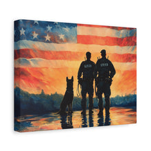 Load image into Gallery viewer, Patriotic Canvas Print - Heroes and Their Dogs - Perfect for Veterans Day and Memorial Day