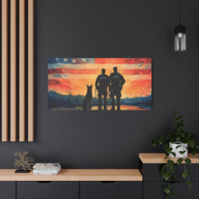 Load image into Gallery viewer, Patriotic Canvas Print - Heroes and Their Dogs - Perfect for Veterans Day and Memorial Day