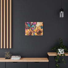 Load image into Gallery viewer, Colorful Butterfly and Sunflowers Canvas Art, Nature Wall Decor, Flower Artwork, Gift for Home, Boho Decor, Vibrant Art Print