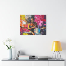 Load image into Gallery viewer, Colorful Drummer Canvas Art Print, Modern Wall Decor, Music Lover Gift, Vibrant Home Accent, Jazz Art Piece, Unique Gift Idea