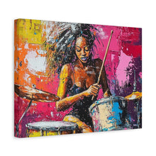 Load image into Gallery viewer, Colorful Drummer Canvas Art Print, Modern Wall Decor, Music Lover Gift, Vibrant Home Accent, Jazz Art Piece, Unique Gift Idea