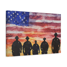 Load image into Gallery viewer, Patriotic Canvas Art - Silhouetted Police Officers with American Flag