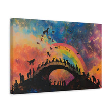Load image into Gallery viewer, Vibrant Pet Lovers Canvas Art - Rainbow Bridge Design