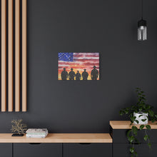 Load image into Gallery viewer, Patriotic Canvas Art - Silhouetted Police Officers with American Flag