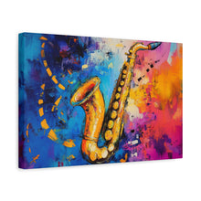 Load image into Gallery viewer, Colorful Saxophone Canvas Art - Vibrant Jazz Wall Decor