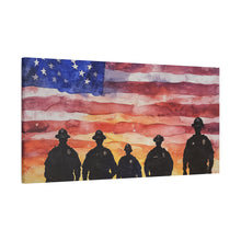 Load image into Gallery viewer, Patriotic Canvas Art - Silhouetted Police Officers with American Flag