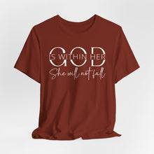 Load image into Gallery viewer, Empowering Women Tee - "God is Within Her, She Will Not Fall" - Unisex Jersey Short Sleeve