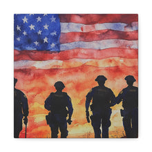 Load image into Gallery viewer, Patriotic Police Canvas Art - American Flag Silhouette