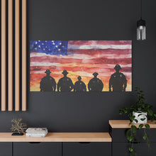 Load image into Gallery viewer, Patriotic Canvas Art - Silhouetted Police Officers with American Flag