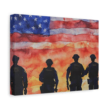 Load image into Gallery viewer, Patriotic Police Canvas Art - American Flag Silhouette