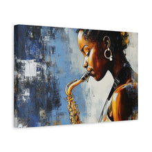 Load image into Gallery viewer, Saxophone Art Canvas, Music Lover Decor, Jazz Wall Art, Unique Gift for Musicians, Home Office Decoration, Inspirational Artwork