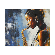 Load image into Gallery viewer, Saxophone Art Canvas, Music Lover Decor, Jazz Wall Art, Unique Gift for Musicians, Home Office Decoration, Inspirational Artwork