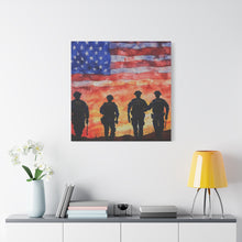 Load image into Gallery viewer, Patriotic Police Canvas Art - American Flag Silhouette