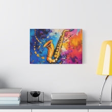 Load image into Gallery viewer, Colorful Saxophone Canvas Art - Vibrant Jazz Wall Decor