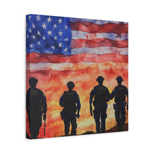 Load image into Gallery viewer, Patriotic Police Canvas Art - American Flag Silhouette