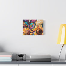 Load image into Gallery viewer, Colorful Butterfly and Sunflowers Canvas Art, Nature Wall Decor, Flower Artwork, Gift for Home, Boho Decor, Vibrant Art Print