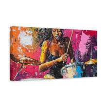 Load image into Gallery viewer, Colorful Drummer Canvas Art Print, Modern Wall Decor, Music Lover Gift, Vibrant Home Accent, Jazz Art Piece, Unique Gift Idea