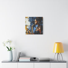Load image into Gallery viewer, Saxophone Art Canvas, Jazz Decor, Music Lover Gift, Home Wall Art, Portrait Painting, Modern Artwork, Unique Gift Idea