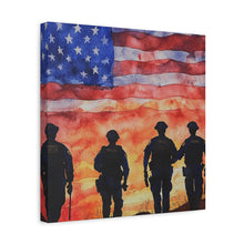 Load image into Gallery viewer, Patriotic Police Canvas Art - American Flag Silhouette