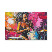 Load image into Gallery viewer, Colorful Drummer Canvas Art Print, Modern Wall Decor, Music Lover Gift, Vibrant Home Accent, Jazz Art Piece, Unique Gift Idea