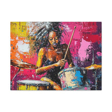 Load image into Gallery viewer, Colorful Drummer Canvas Art Print, Modern Wall Decor, Music Lover Gift, Vibrant Home Accent, Jazz Art Piece, Unique Gift Idea
