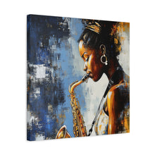 Load image into Gallery viewer, Saxophone Art Canvas, Music Lover Decor, Jazz Wall Art, Unique Gift for Musicians, Home Office Decoration, Inspirational Artwork
