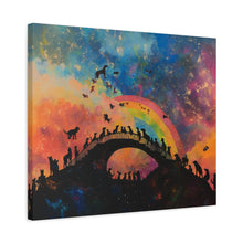 Load image into Gallery viewer, Vibrant Pet Lovers Canvas Art - Rainbow Bridge Design