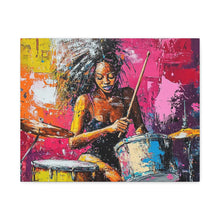 Load image into Gallery viewer, Colorful Drummer Canvas Art Print, Modern Wall Decor, Music Lover Gift, Vibrant Home Accent, Jazz Art Piece, Unique Gift Idea