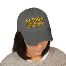 Load image into Gallery viewer, Retired Veteran Embroidered Distressed Baseball Cap