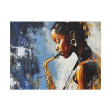 Load image into Gallery viewer, Saxophone Art Canvas, Music Lover Decor, Jazz Wall Art, Unique Gift for Musicians, Home Office Decoration, Inspirational Artwork