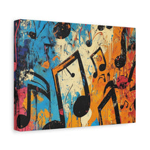 Load image into Gallery viewer, Vibrant Music Note Canvas Art - Colorful Stretched Wall Decor