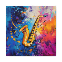 Load image into Gallery viewer, Colorful Saxophone Canvas Art - Vibrant Jazz Wall Decor