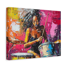 Load image into Gallery viewer, Colorful Drummer Canvas Art Print, Modern Wall Decor, Music Lover Gift, Vibrant Home Accent, Jazz Art Piece, Unique Gift Idea