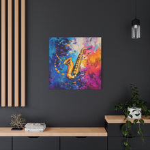 Load image into Gallery viewer, Colorful Saxophone Canvas Art - Vibrant Jazz Wall Decor