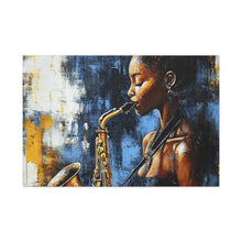 Load image into Gallery viewer, Saxophone Art Canvas, Jazz Decor, Music Lover Gift, Home Wall Art, Portrait Painting, Modern Artwork, Unique Gift Idea