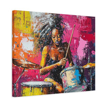 Load image into Gallery viewer, Colorful Drummer Canvas Art Print, Modern Wall Decor, Music Lover Gift, Vibrant Home Accent, Jazz Art Piece, Unique Gift Idea