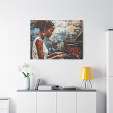 Load image into Gallery viewer, Canvas Wall Art, Piano Woman Artwork, Living Room Decor, Music Lover Gift, Black Artist Print, Home Office Decoration