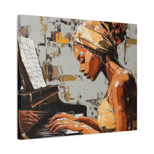 Load image into Gallery viewer, Piano Art Canvas Wall Decor, Inspirational Home Art, Music Lover Gift, Black Woman Artwork, Modern Art Print