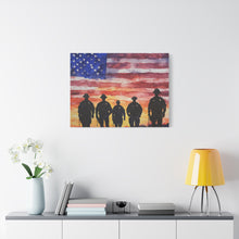 Load image into Gallery viewer, Patriotic Canvas Art - Silhouetted Police Officers with American Flag