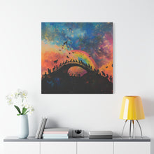Load image into Gallery viewer, Vibrant Pet Lovers Canvas Art - Rainbow Bridge Design
