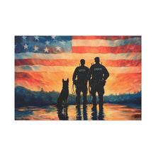 Load image into Gallery viewer, Patriotic Canvas Print - Heroes and Their Dogs - Perfect for Veterans Day and Memorial Day