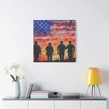 Load image into Gallery viewer, Patriotic Police Canvas Art - American Flag Silhouette