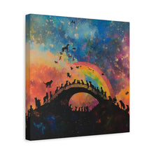 Load image into Gallery viewer, Vibrant Pet Lovers Canvas Art - Rainbow Bridge Design