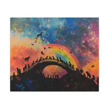 Load image into Gallery viewer, Vibrant Pet Lovers Canvas Art - Rainbow Bridge Design